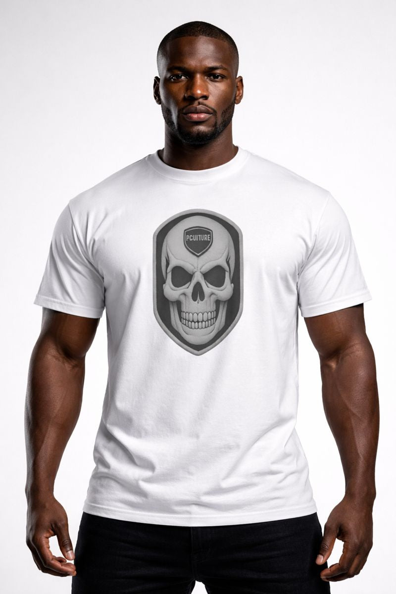Dominion Skull Tee by PLAYAAS CULTURE featuring bold skull crest graphic and premium streetwear design