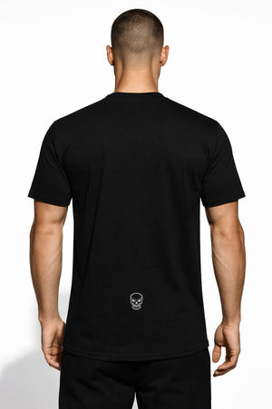 PLAYAAS CULTURE Blackpressure white t-shirt front view skull logo