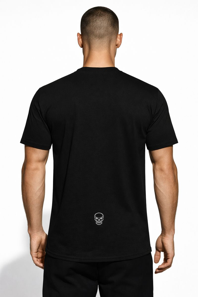 PLAYAAS CULTURE Blackpressure white t-shirt front view skull logo