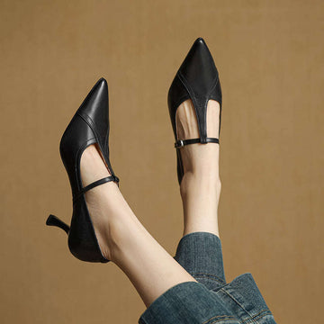 Korean Style T-buckle Strap Stiletto Heel Shoes For Four Seasons PLAYAAS CULTURE 