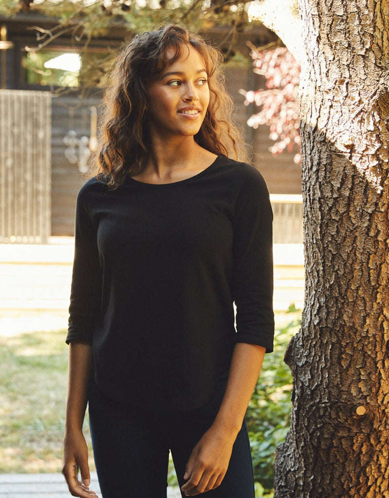 Fairtrade organic cotton 3/4 sleeve t-shirt with breathable, soft fabric and ethical production