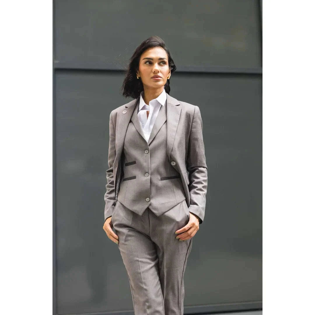 Women’s 3 Piece Plain Grey Suit
