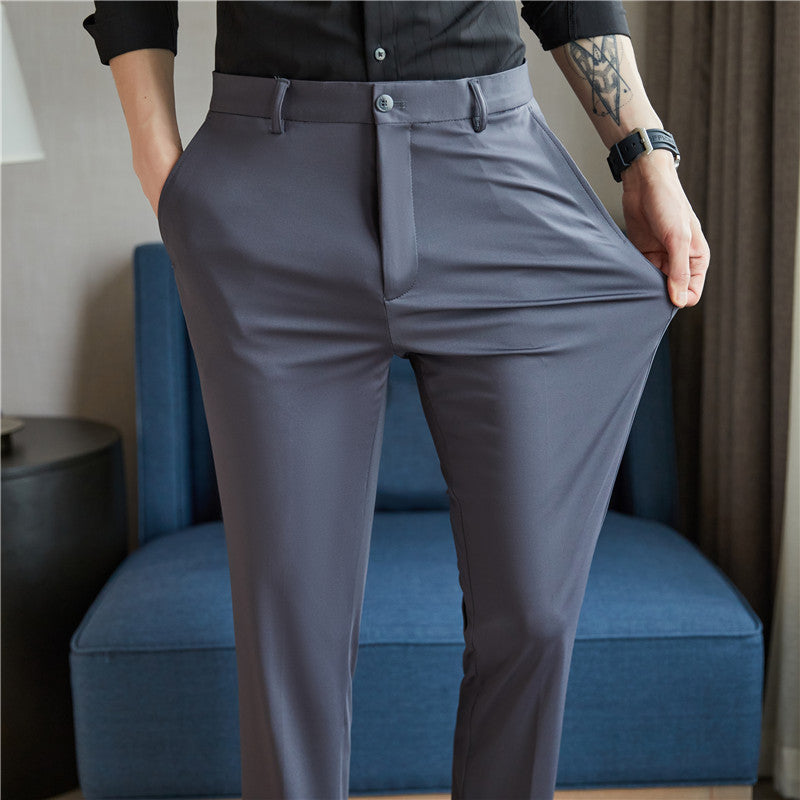 Mens Casual Solid-color Slim-fit Pants