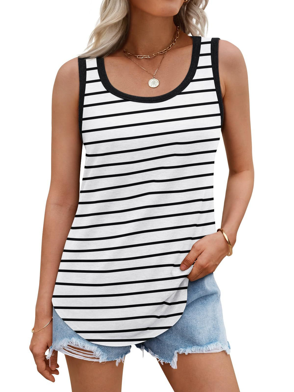 Womens Relaxed Casual Minimalist Sleeveless Tank Top