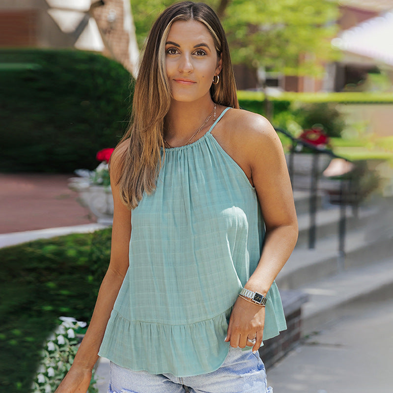 Elegant Slim-strap Loose-fitting Versatile Sleeveless Top