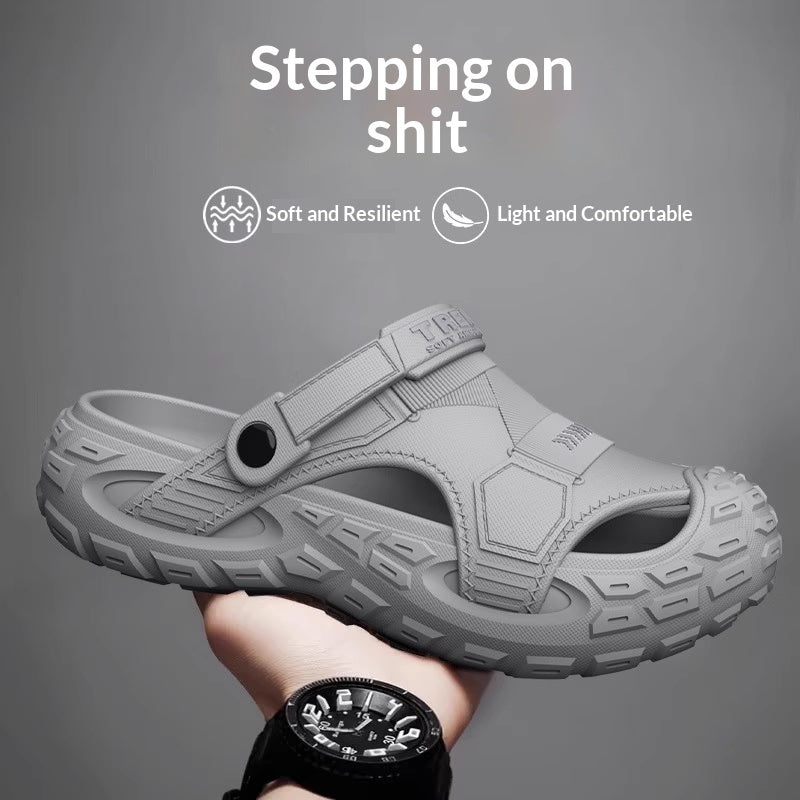Mens Summer Outdoor Non-Slip Soft-Soled Closed-Toe Beach Clog Shoes