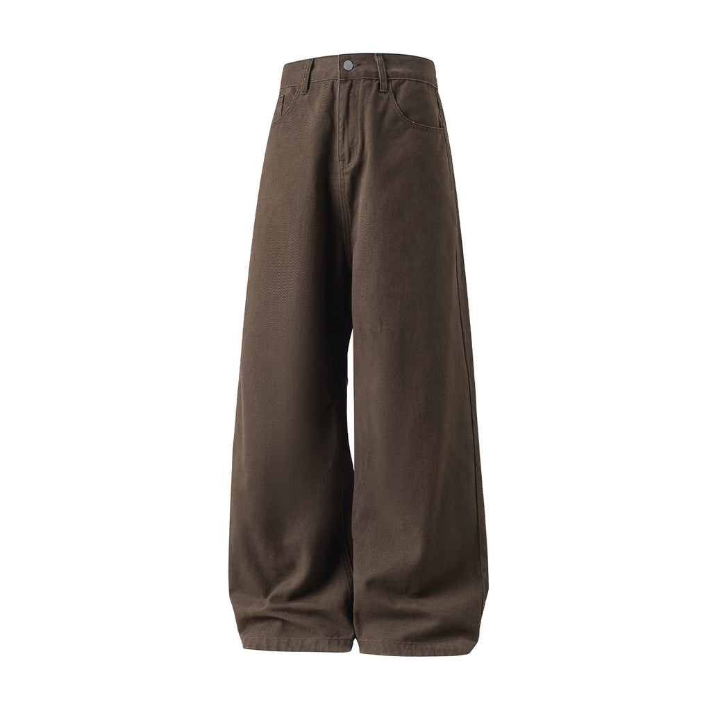 Textured Pure-cotton Slightly Elastic Trendy Vintage-style Trousers
