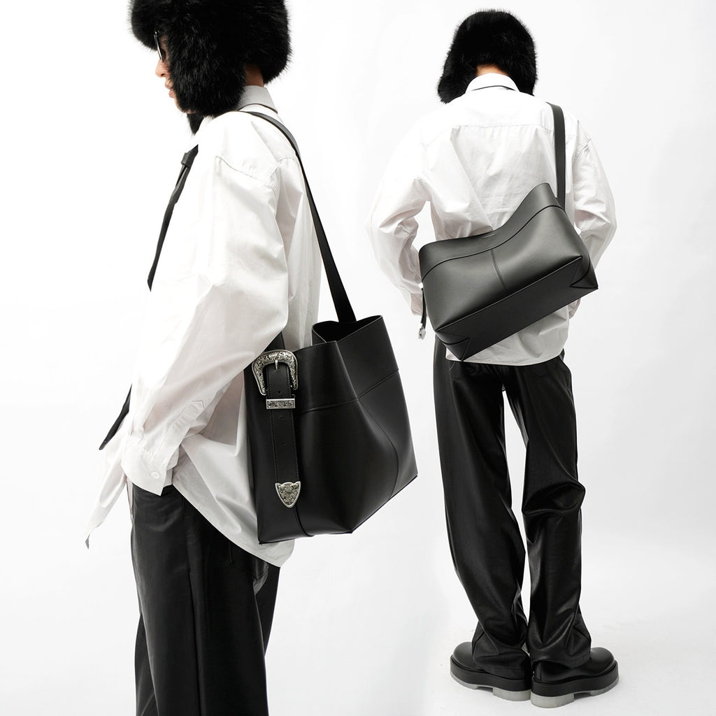 Large Silver Designer Bag for Men – Niche Fashion Metallic Shoulder Bag