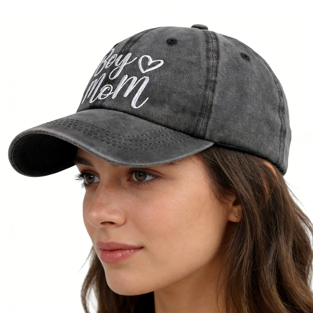 Boy Mom Ponytail Hat For Women, Mothers Day Birthday Mama Gifts, Adjustable Embroidered Cotton Ponytail Baseball Cap