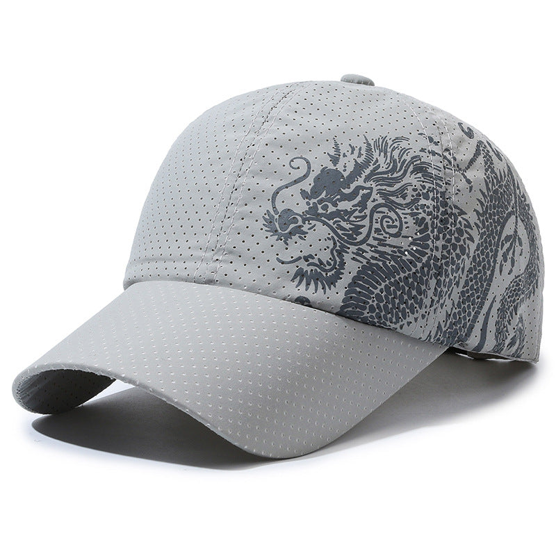 Hat Men's Chinese Style Printed Dragon Baseball Cap Polyester