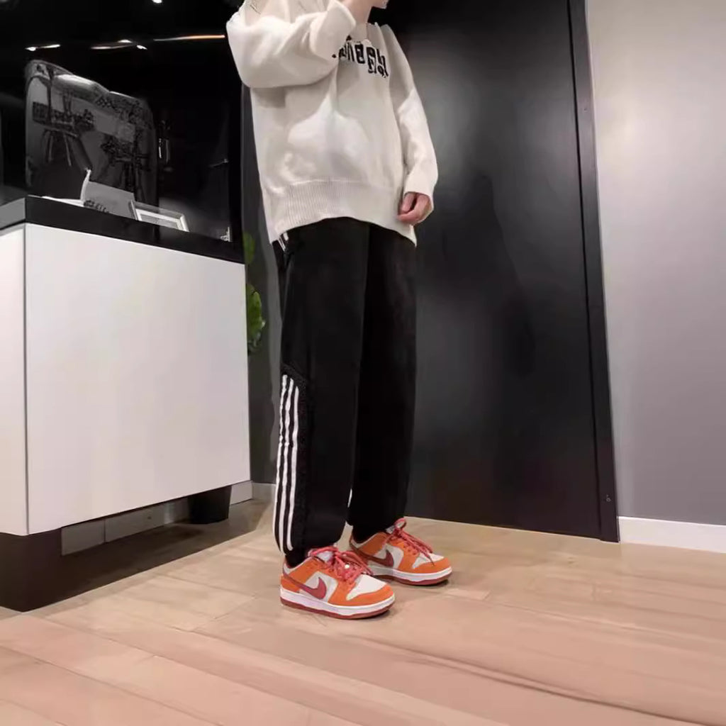 Men’s Striped Color-Block Fleece-Lined Jogger Pants – Autumn Winter Ankle-Fit Trousers