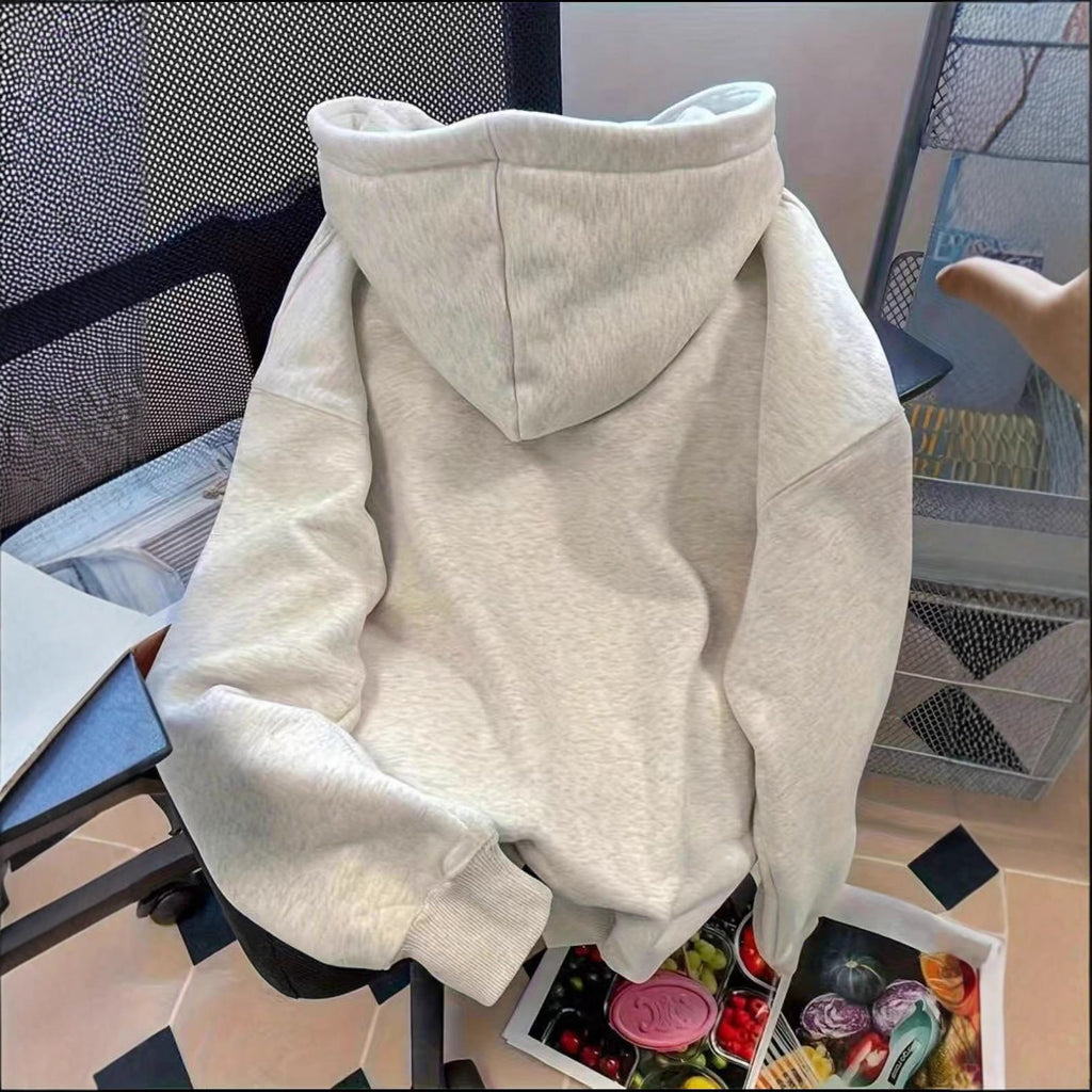 Mid-length Casual Hooded Sweatshirt With A Vintage American-style Letter Print