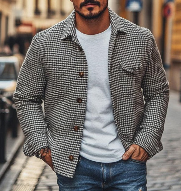 Mens 3D Digital-print Loose-fit Jacket