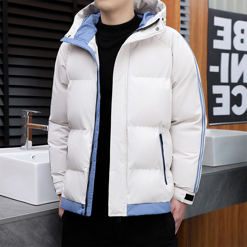 Thickened Warm New-Style Mens Korean-Style Hooded Casual Jacket