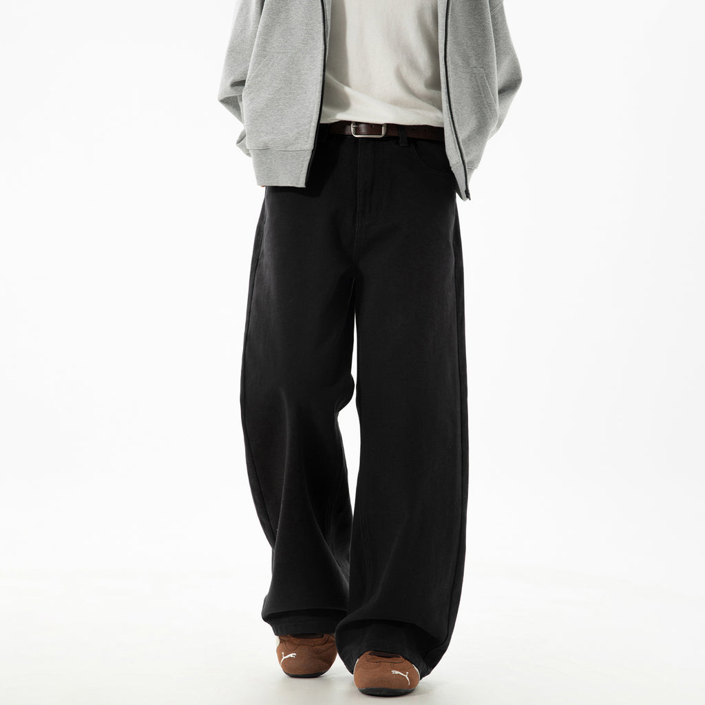 Textured Pure-cotton Slightly Elastic Trendy Vintage-style Trousers