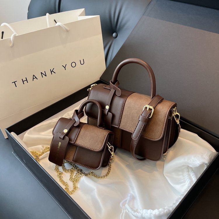 Contrast Patchwork Crossbody Shoulder Bag – Compact Square Fashion Handbag