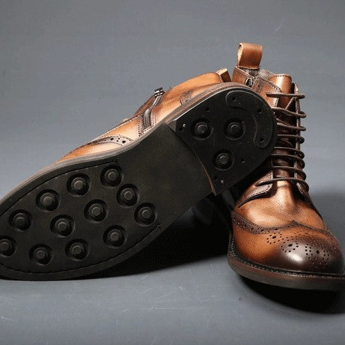 Mens Trendy Casual Thick-soled Leather Boots