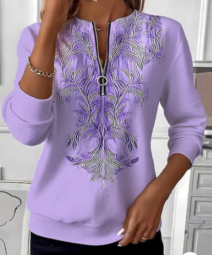 Womens Long-Sleeve Christmas-Print Sweatshirt