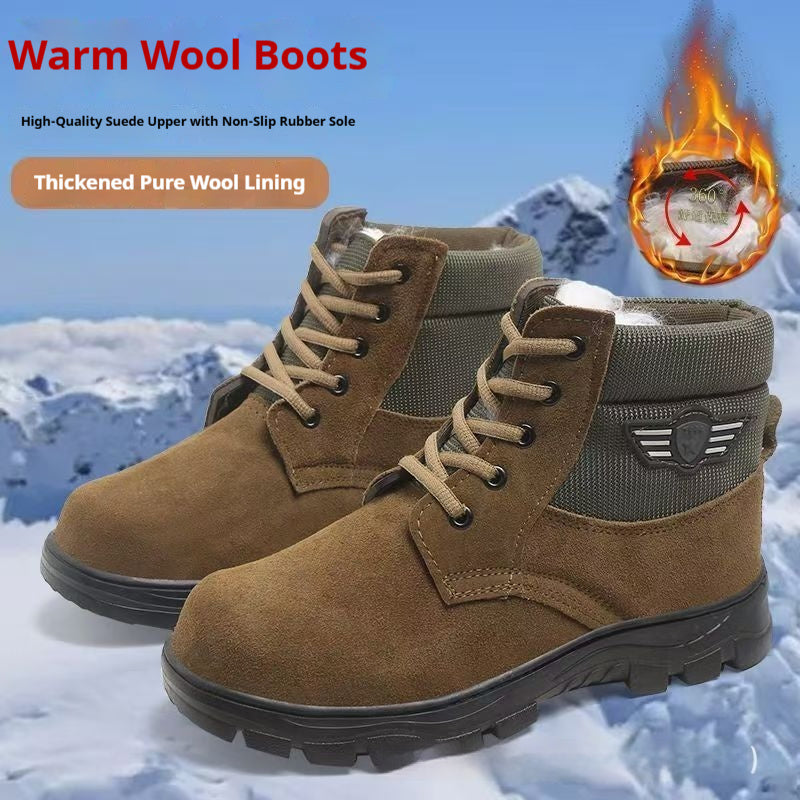 Mens Sheepskin-Trimmed Thermal Cotton Boots