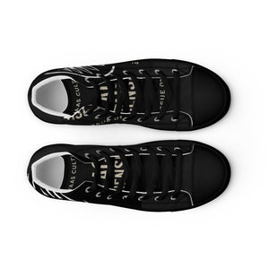 PLAYAAS CULTURE® Last Testament — Legacy High-Top sneaker featuring a black and white canvas design with bold graphic detailing, high-top silhouette, reinforced rubber sole, and premium streetwear aesthetic suitable for limited-edition luxury fashion.