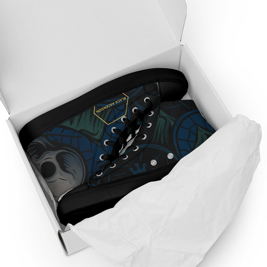 Luxury black sneaker tongue label with off-white woven text reading PLAYAAS CULTURE®, BLACK ASCENSION, and ISSUE 01 in a minimalist high-fashion design.