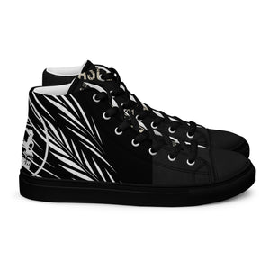 PLAYAAS CULTURE® Last Testament — Legacy High-Top sneaker featuring a black and white canvas design with bold graphic detailing, high-top silhouette, reinforced rubber sole, and premium streetwear aesthetic suitable for limited-edition luxury fashion.