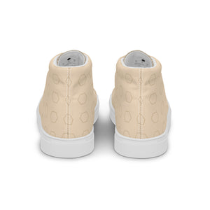 PLAYAAS CULTURE Signature Grid High premium canvas high-top sneakers in neutral sand color with geometric pattern