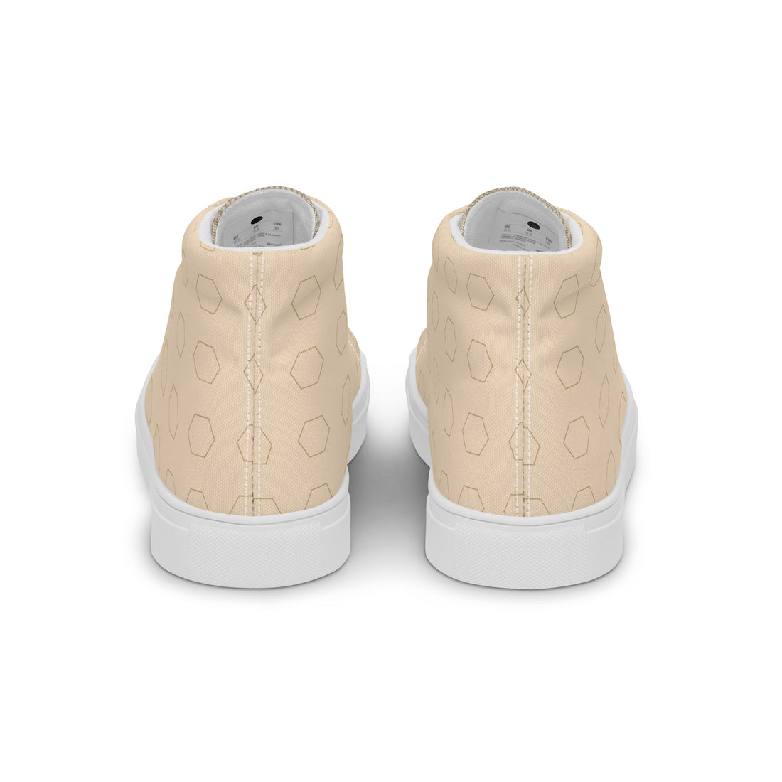 PLAYAAS CULTURE Signature Grid High premium canvas high-top sneakers in neutral sand color with geometric pattern