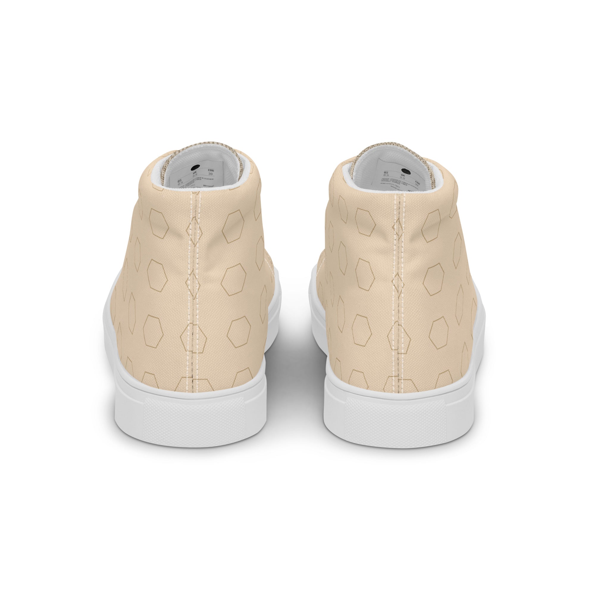 PLAYAAS CULTURE Signature Grid High premium canvas high-top sneakers in neutral sand color with geometric pattern