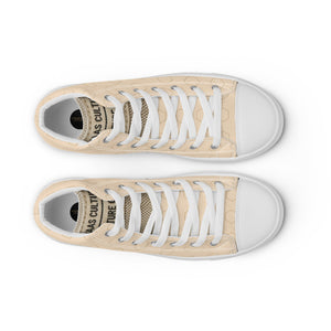 PLAYAAS CULTURE Signature Grid High premium canvas high-top sneakers in neutral sand color with geometric pattern