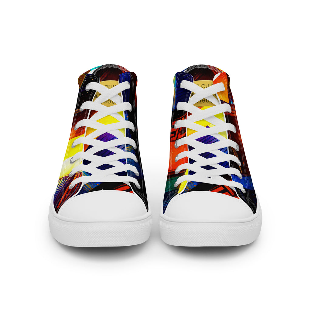 Limited edition luxury high-top canvas sneakers with abstract geometric design
