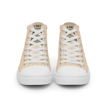 PLAYAAS CULTURE Signature Grid High premium canvas high-top sneakers in neutral sand color with geometric pattern