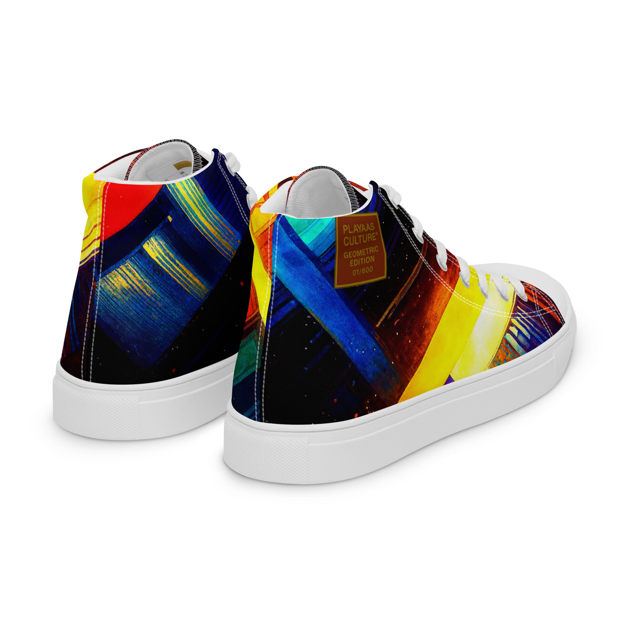Exclusive high-top canvas sneakers with abstract art inspired print