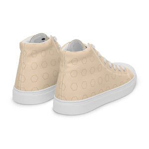 PLAYAAS CULTURE Signature Grid High premium canvas high-top sneakers in neutral sand color with geometric pattern