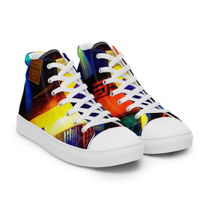 Premium unisex high-top sneakers with modern geometric design