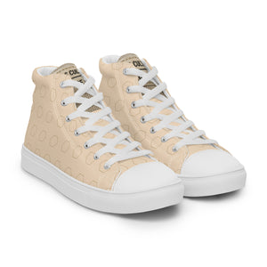 PLAYAAS CULTURE Signature Grid High premium canvas high-top sneakers in neutral sand color with geometric pattern