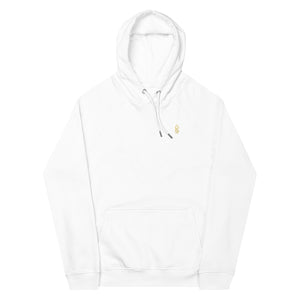 White unisex streetwear hoodie with detailed skull graphic and distressed artwork on back