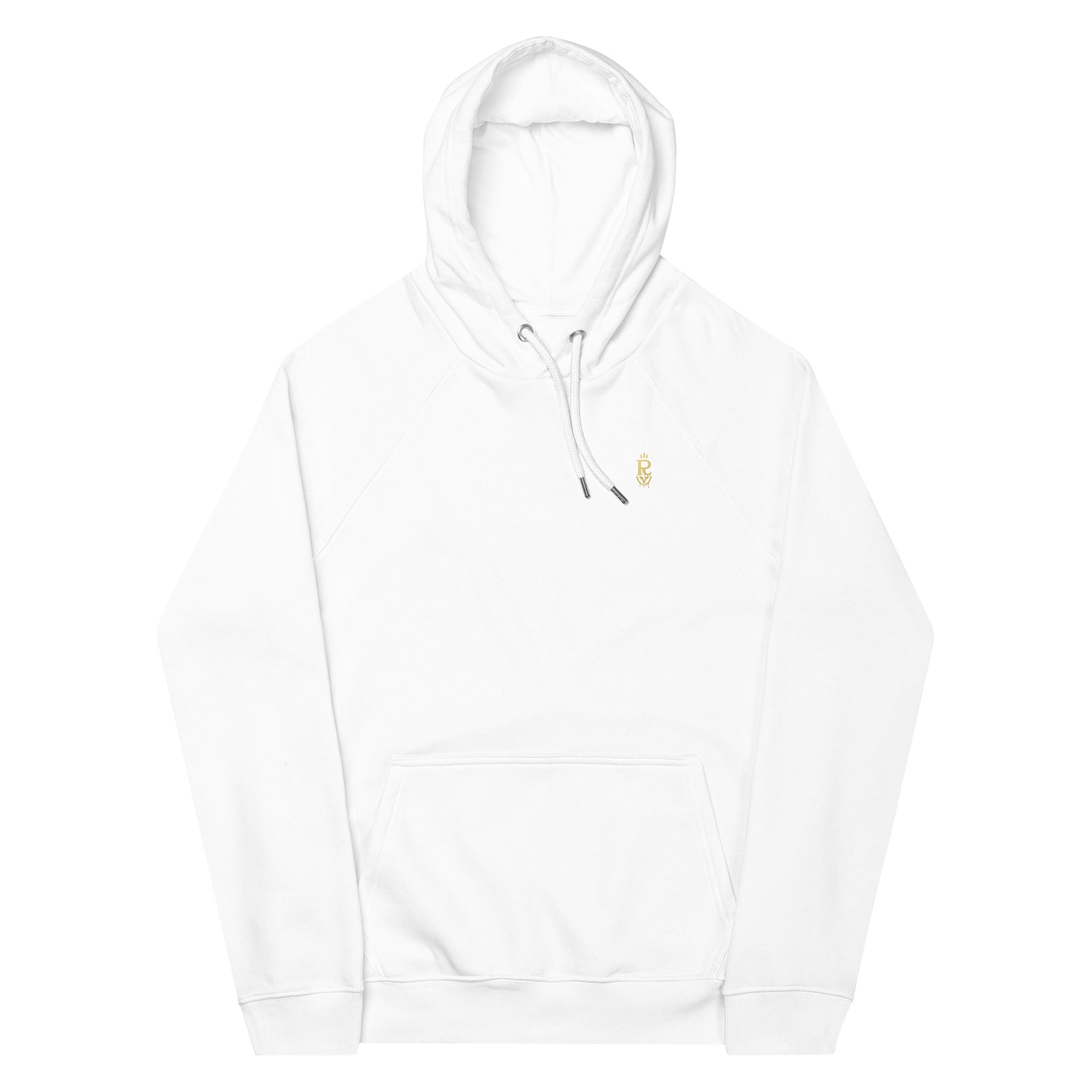 White unisex streetwear hoodie with detailed skull graphic and distressed artwork on back