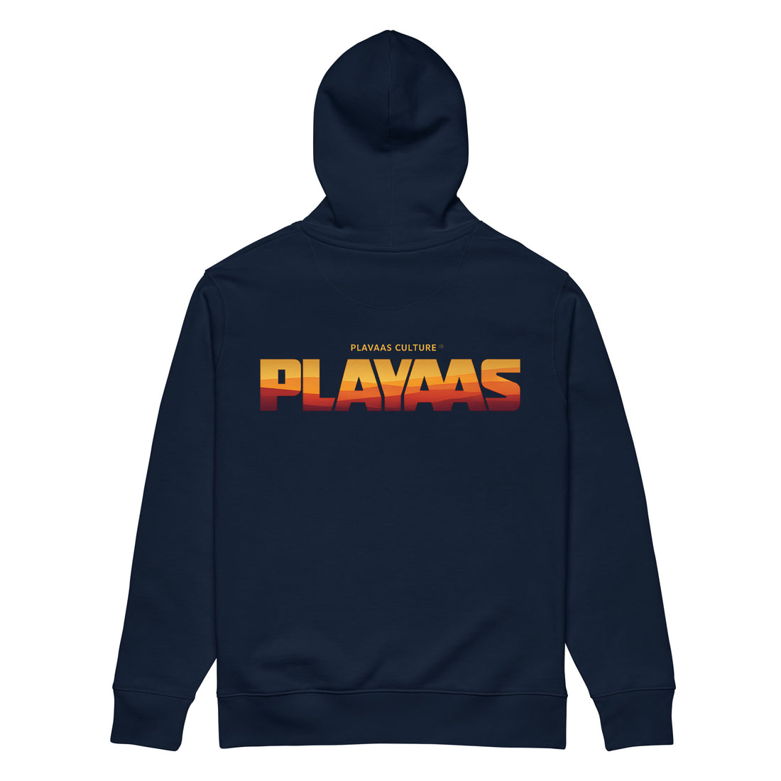 PLAYAAS CULTURE® luxury streetwear hoodie featuring a bold architectural PLAYAAS wordmark with a refined abstract interior pattern on a structured heavyweight silhouette.