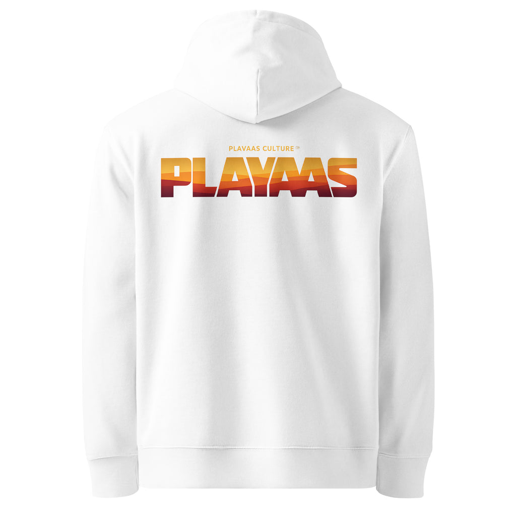 PLAYAAS CULTURE® luxury streetwear hoodie featuring a bold architectural PLAYAAS wordmark with a refined abstract interior pattern on a structured heavyweight silhouette.