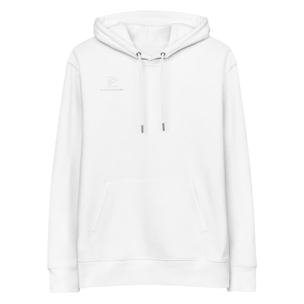 PLAYAAS CULTURE® luxury streetwear hoodie featuring a bold architectural PLAYAAS wordmark with a refined abstract interior pattern on a structured heavyweight silhouette.