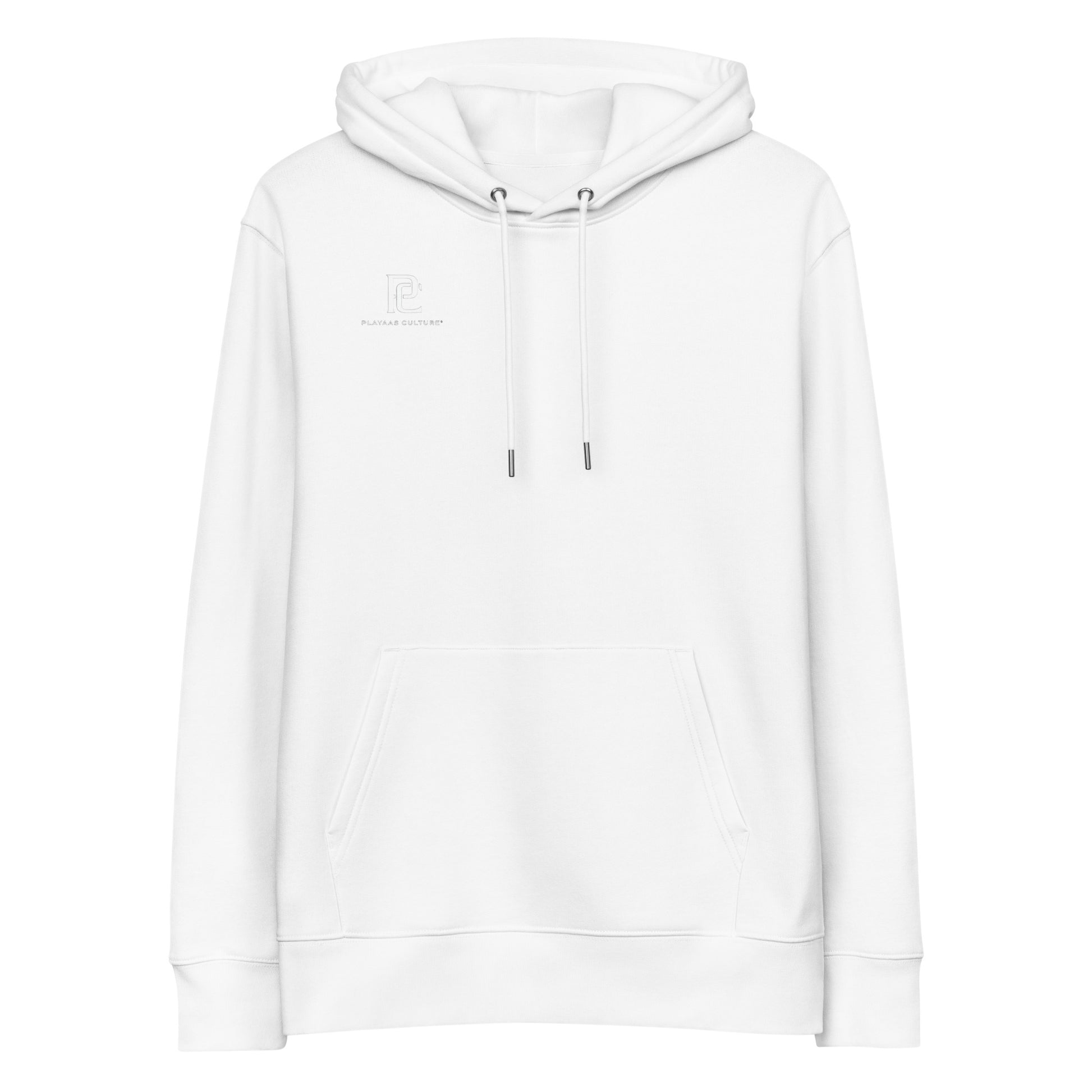 PLAYAAS CULTURE® luxury streetwear hoodie featuring a bold architectural PLAYAAS wordmark with a refined abstract interior pattern on a structured heavyweight silhouette.