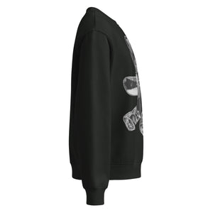 Side profile of white male model wearing PLAYAAS CULTURE® oversized heavyweight sweatshirt with relaxed fit.