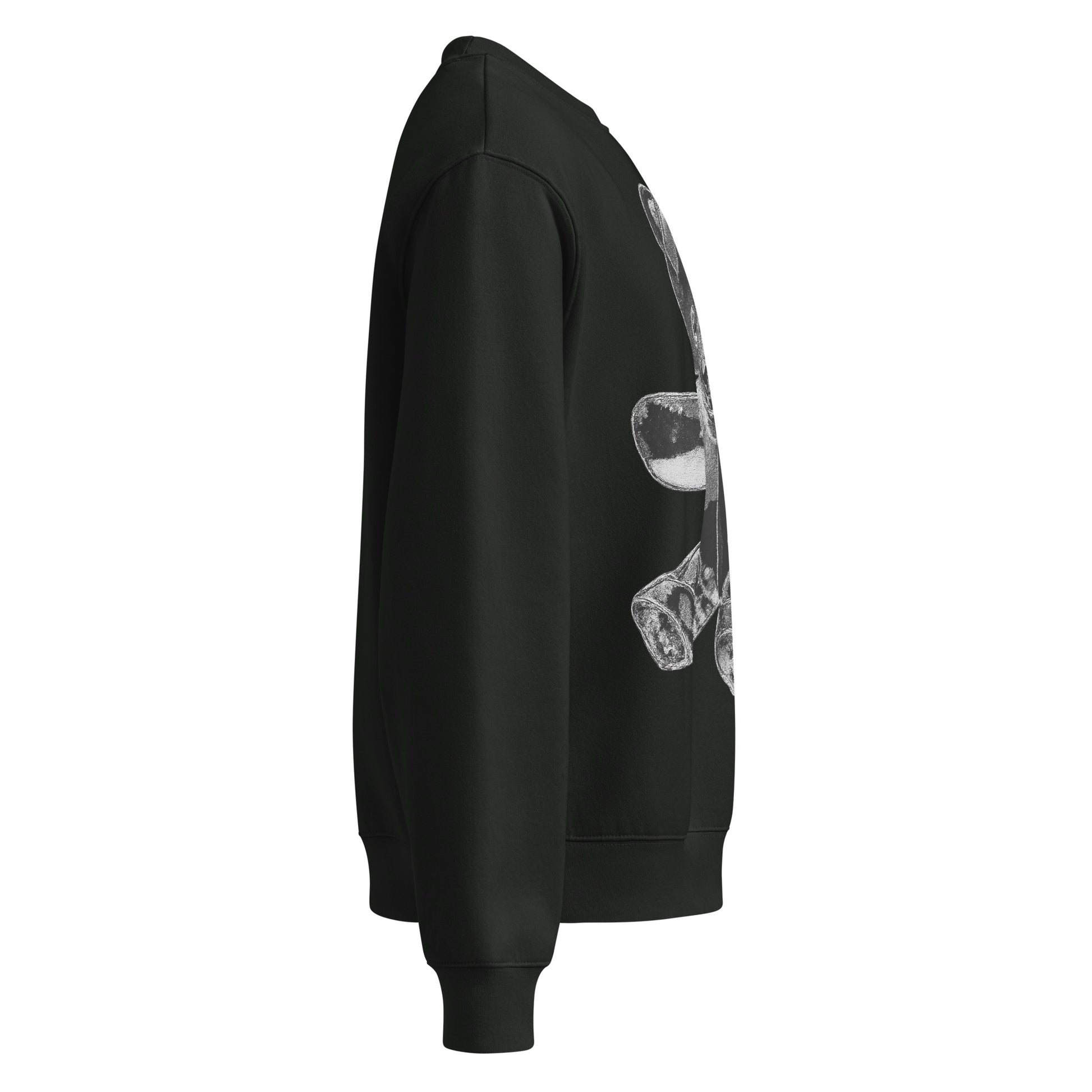 Side profile of white male model wearing PLAYAAS CULTURE® oversized heavyweight sweatshirt with relaxed fit.