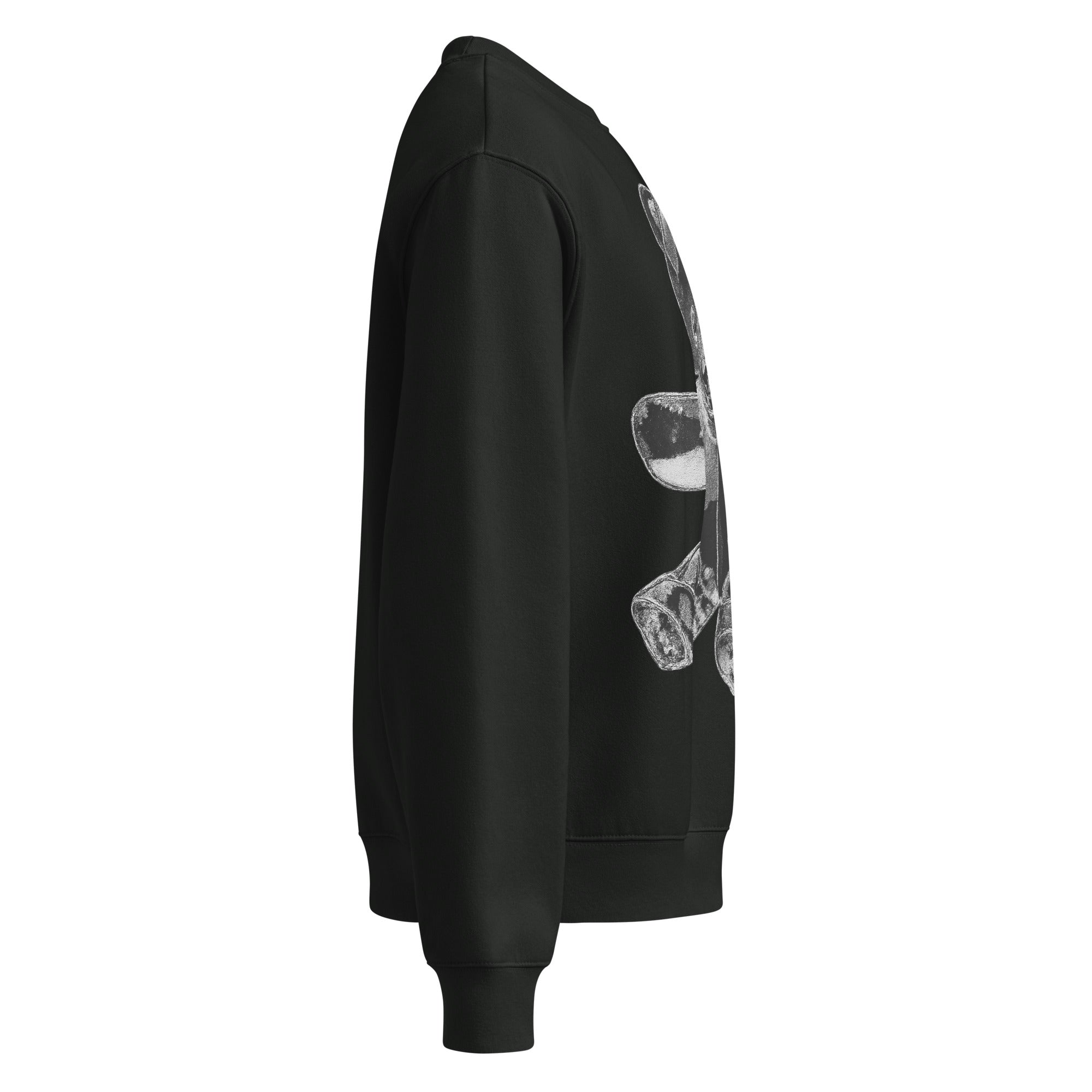 Side profile of white male model wearing PLAYAAS CULTURE® oversized heavyweight sweatshirt with relaxed fit.