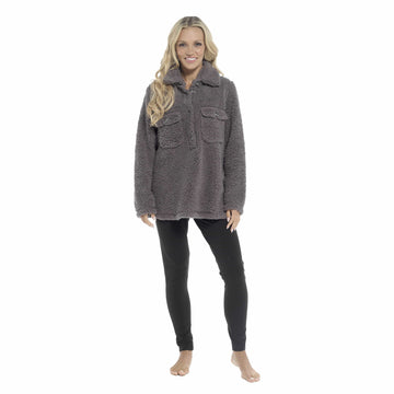 OLIVIA ROCCO Womens Sherpa Top and Leggings Lounge Set with double pockets in soft lightweight fabric for chilly days