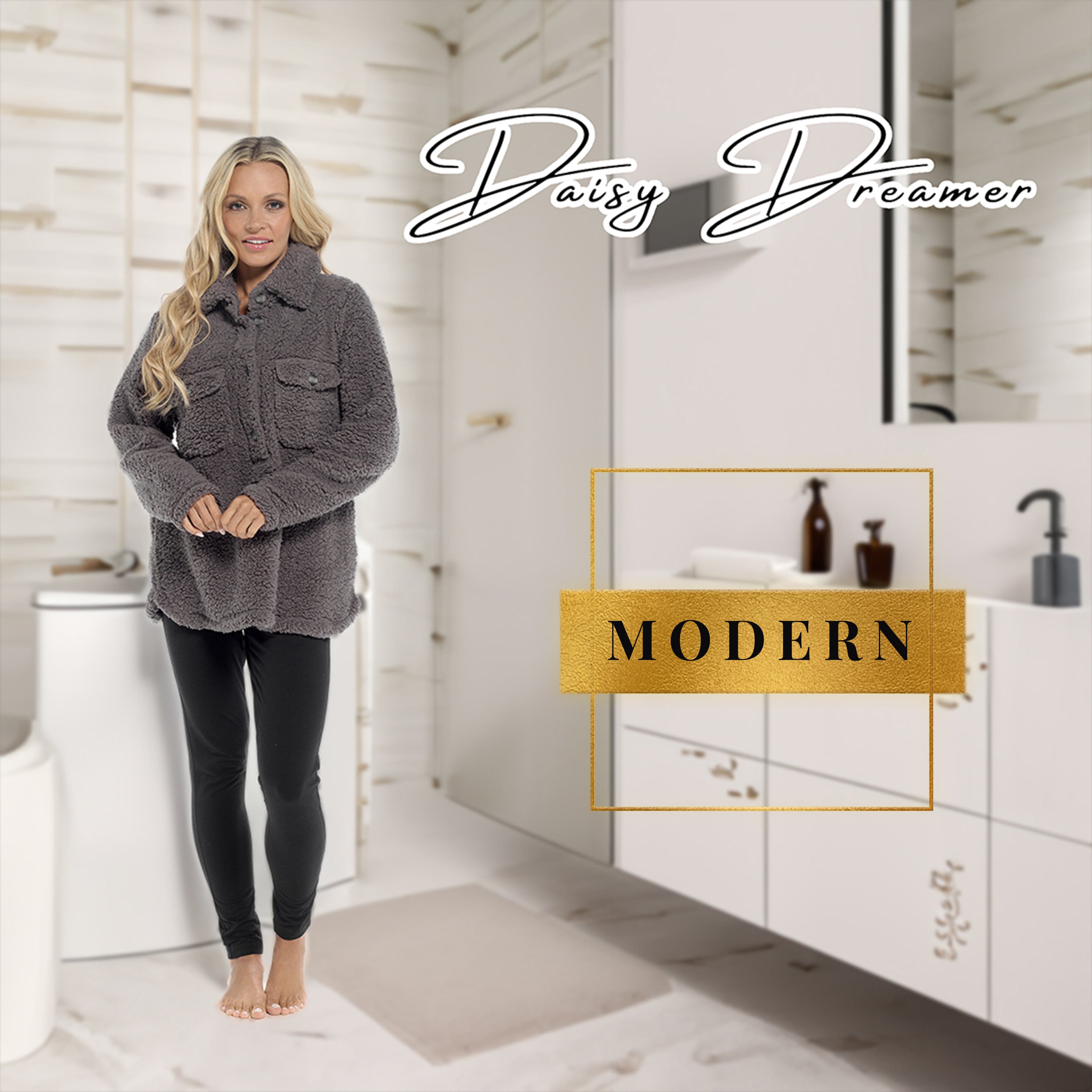 OLIVIA ROCCO Womens Sherpa Top And Leggings Lounge Set With Double Pockets Long Sleeve Lightweight Pajamas Ideal For Chilly Days